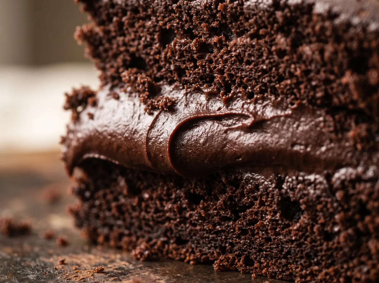 Ganache de chocolate negro, densa y aterciopelada / Dark chocolate ganache, dense and velvety